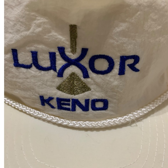 Luxor Cream Vintage SnapBack Hat with Blue and Gold Stitching - Picture 2 of 6